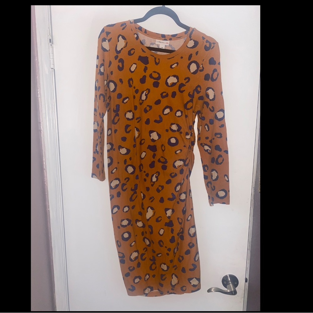 3:1 Phillip Lim Target Womens Dress Medium Animal Print Ruched Side Long Sleeve